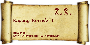 Kapusy Kornél névjegykártya